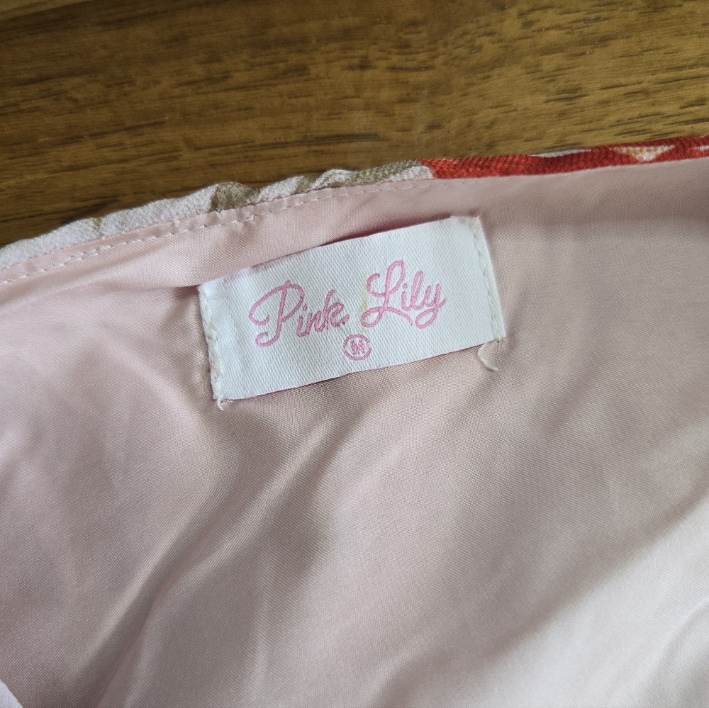 Pink Lily White Maxi Dress with Red Floral Print - Picture 4 of 11